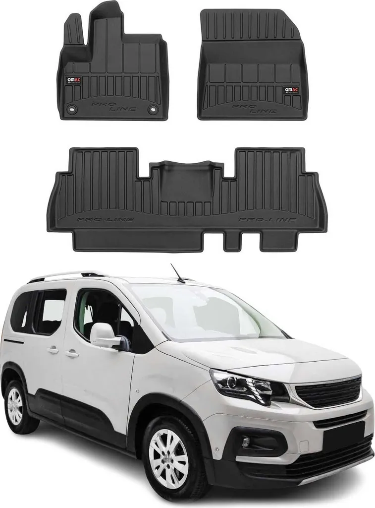 2018-2024 Peugeot Rifter Tappetini TPE Nero 3 pz