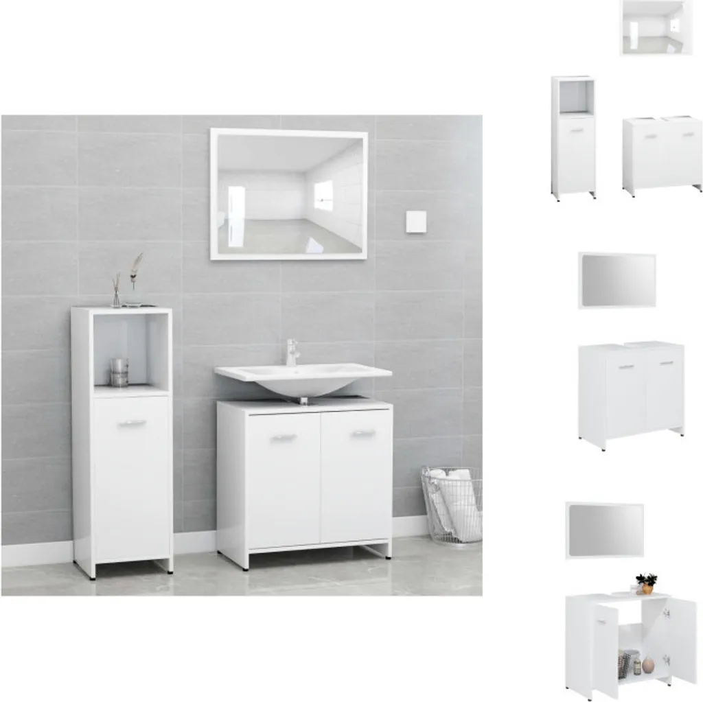 vidaXL Set di mobili da bagno 3 pezzi in legno bianco - Set di mobili da bagno