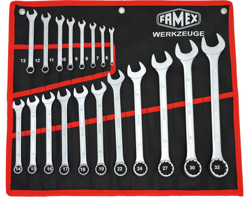 FAMEX 10349-19 Gabel-Ringschlüssel Satz in Tasche - Produktbild 