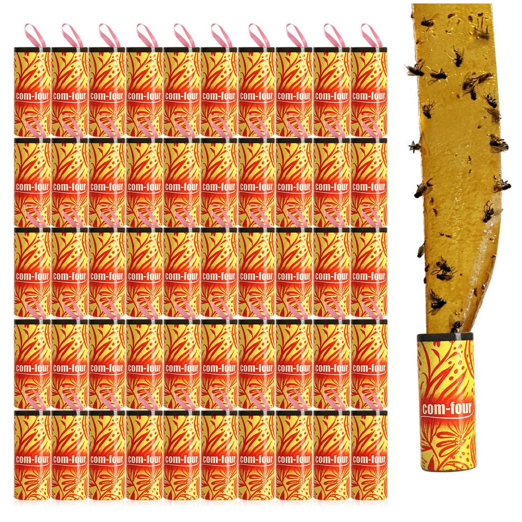 com-four® 48x Premium Fliegenfänger Öko-Natur Klebe-Falle - Produktbild 