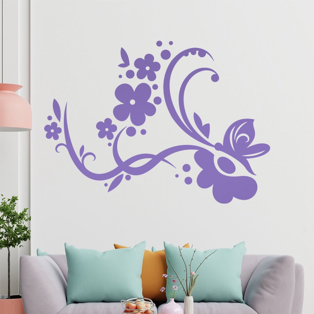 Blüte Blume Tribal Wandtattoo in 6 Größen - Wandaufkleber Wall Sticker - Dekoration, Küche, Wohnzimmer, Schlafzimmer, Badezimmer