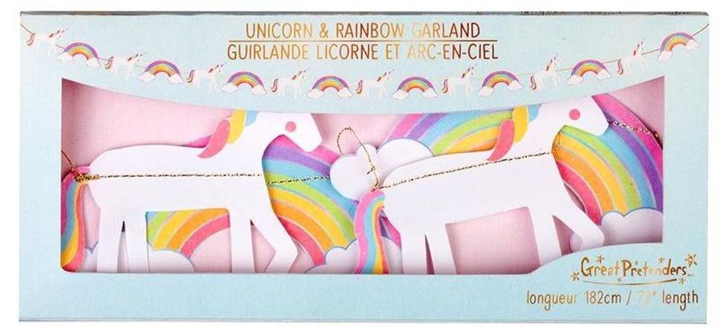 Girlande Einhorn Regenbogen - Dekoration Kindergeburtstag