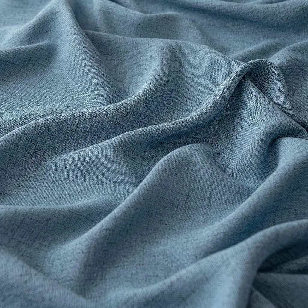 Paire de voilages modernes bleu effet lin - Rideaux de salon 140x245