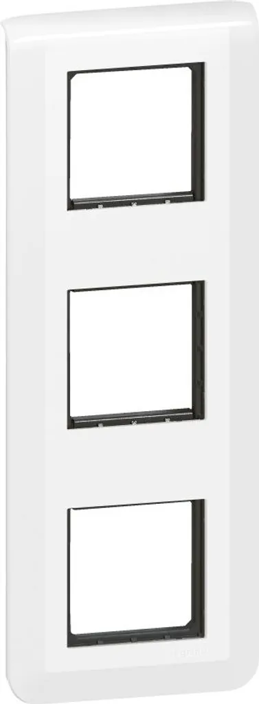 Plaque de finition 3 postes verticale Mosaic Legrand en blanc brillant