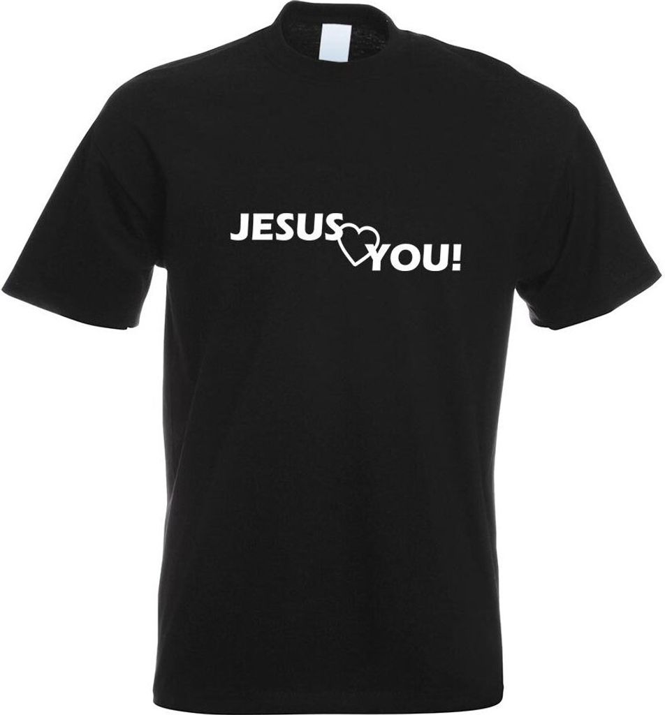 Kiwistar - T-Shirt - schwarz - Jesus Love You Christentum Motiv Bedruckt Funshirt Design Print - mit Motiv Bedruckt - Funshirt Design - Sport - Fre...