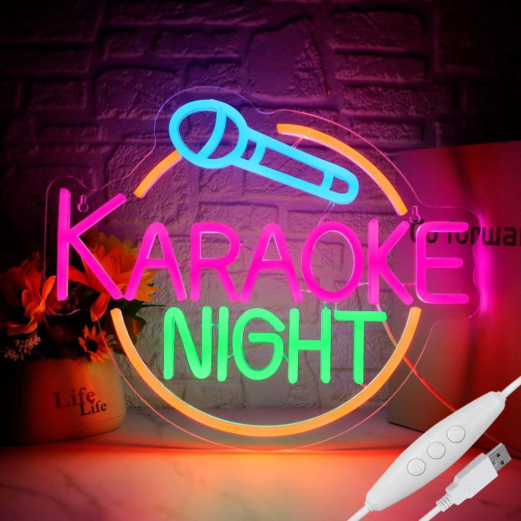 Schild Neon Karaoke Schild Led Neon Sign Music Bar Zeichen Leuchtreklame Gaming Room Deko Für Weihnachten Musikstudio Hochzeit Party Wand Dekorati...