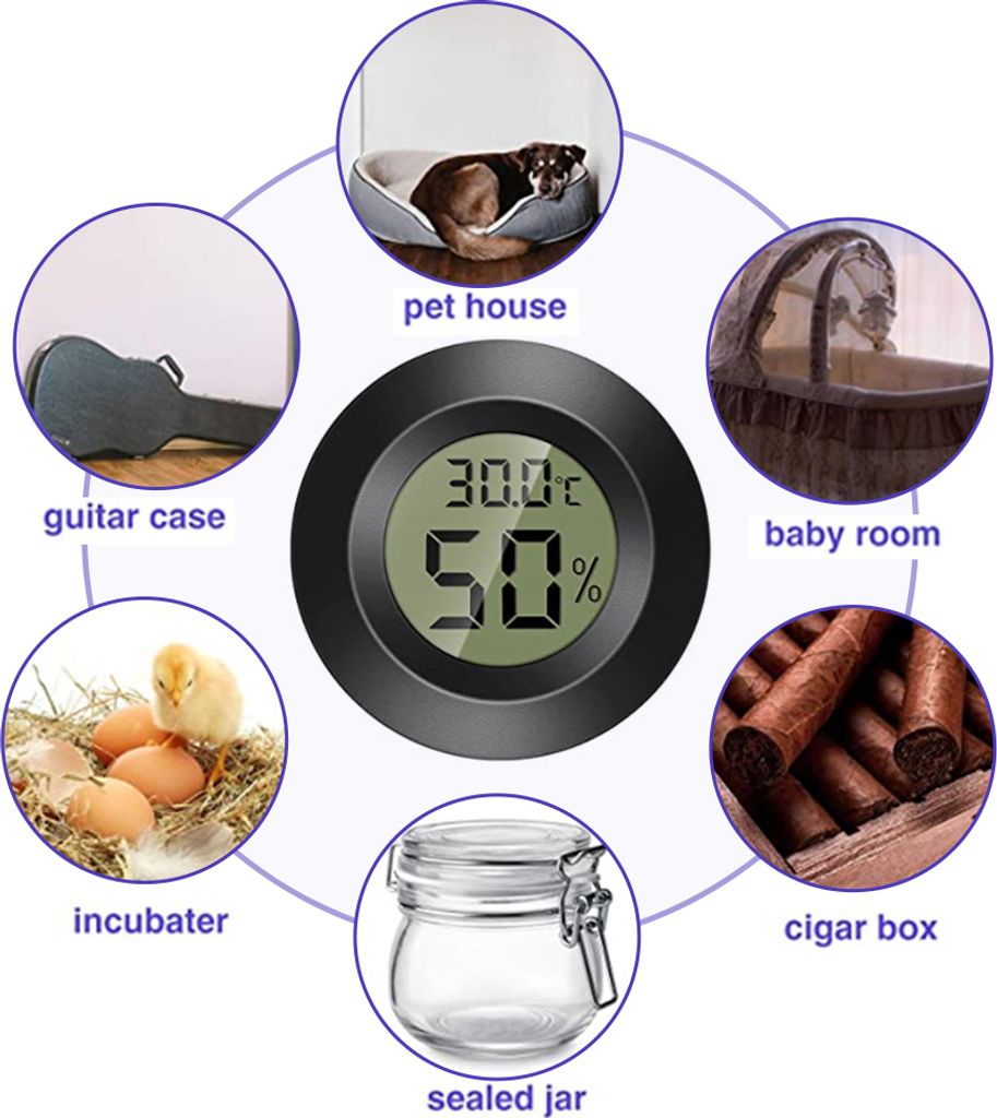 Indoor Hygrometer Thermometer Luftfeuchtigkeitsmesser Monitor mit Temperatur -0-50 (32H-122H) und Luftfeuchtigkeit 10%RH-99%RH Sensor für Haus Gew...
