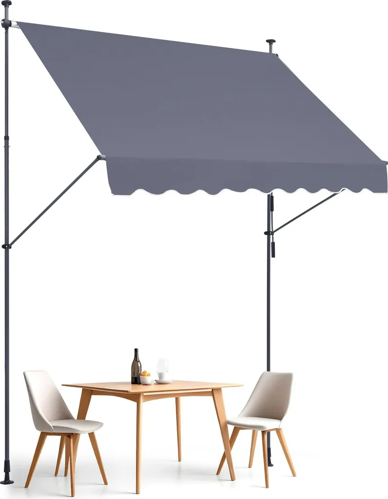 Tenda Parasole Balcone 250x120 Grigia Manovella Telescopica Esterna