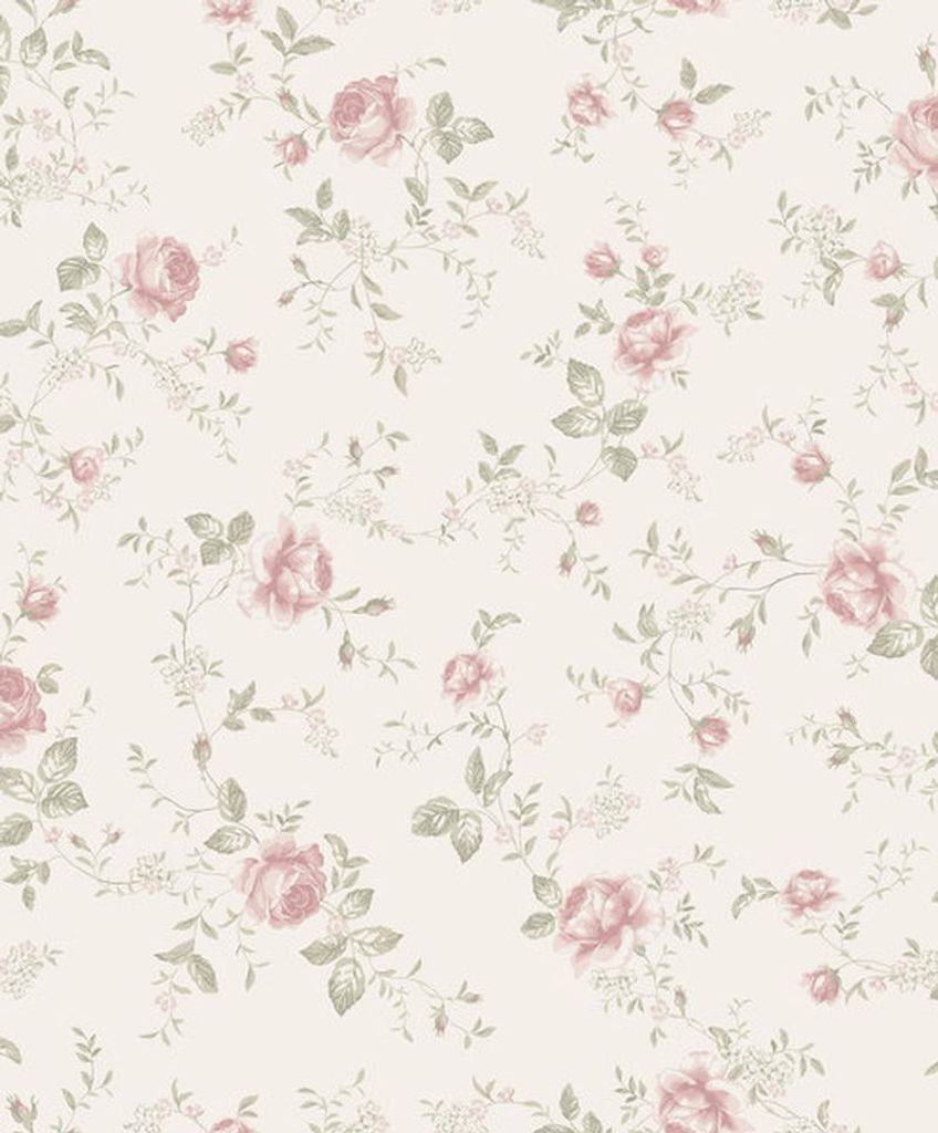 Borastapeter Tapete Blumen Beige und Rosa - 660612 - 53 cm x 10.05 m