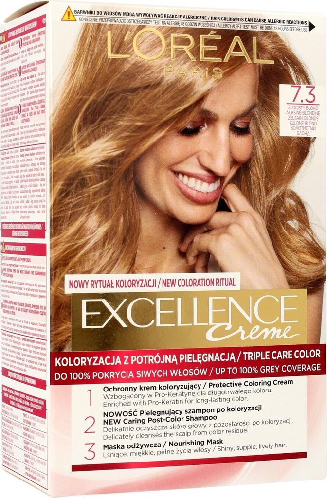 Farba Do Włosów L`oreal Excellence Creme 7.3 Złocisty Blond Zdjęcie produktu 