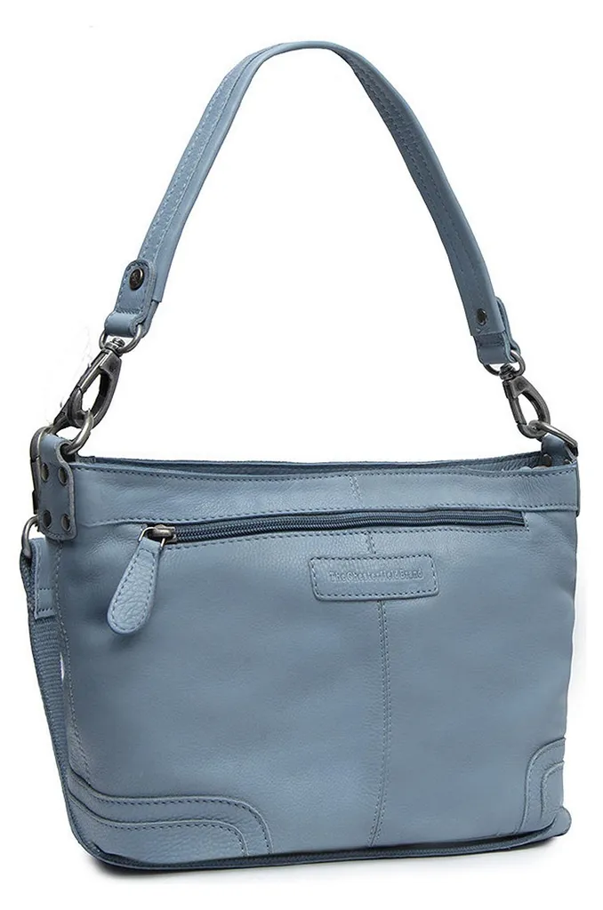 Sac porté épaule Zarita en cuir souple coloris bleu ciel très raffiné