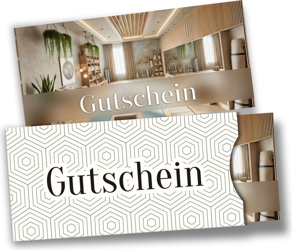 itenga Geschenkgutschein Fotodesign mit Hülle - Motiv YOGA Postkarte zum Ausfüllen 21,0 x 9,8 cm