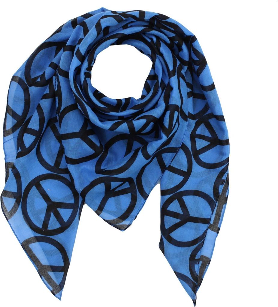 Baumwolltuch - Peace Muster 10 cm blau - schwarz - quadratisches Tuch