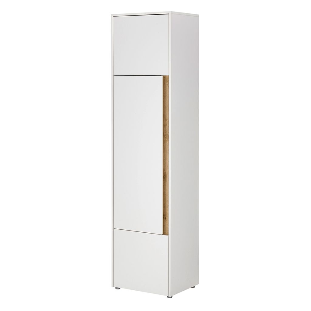 Stauraumschrank 200cm hoch, weiß mit Eiche, CRISP-61 Produktbild 
