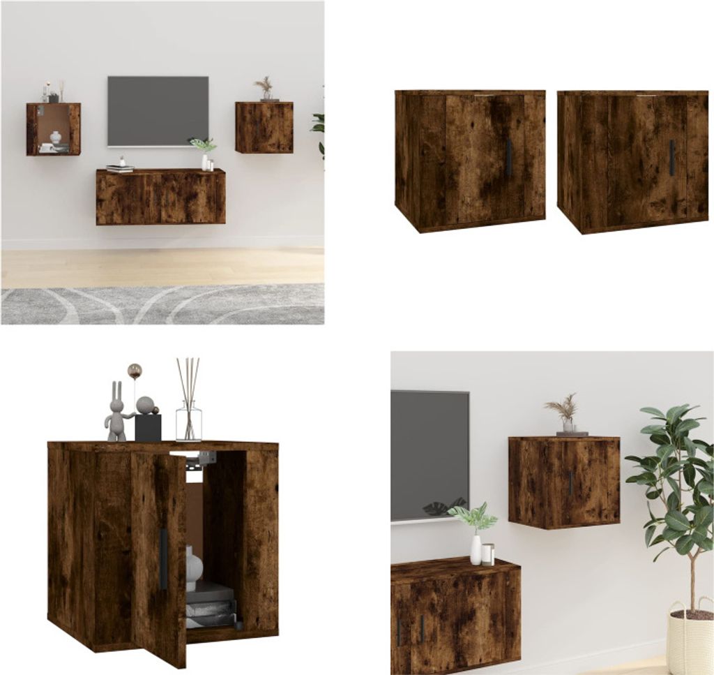 vidaXL TV Wandschränke 2 Stk. Räuchereiche 40x34,5x40 cm - TV-Wandschrank - TV-Wandschränke - TV-Schrank - TV-Konsole