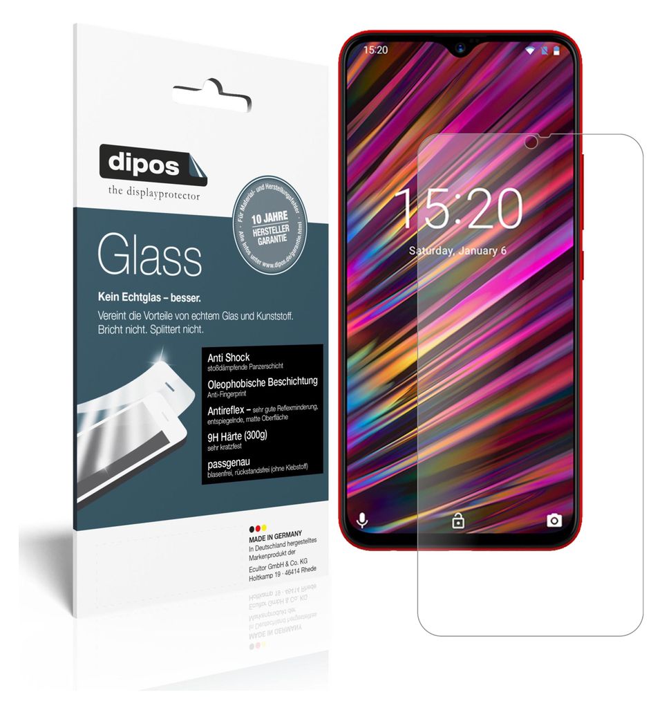2x Schutzfolie für Umidigi F1 Play matt - Anti-Shock 9H Folie dipos Glass