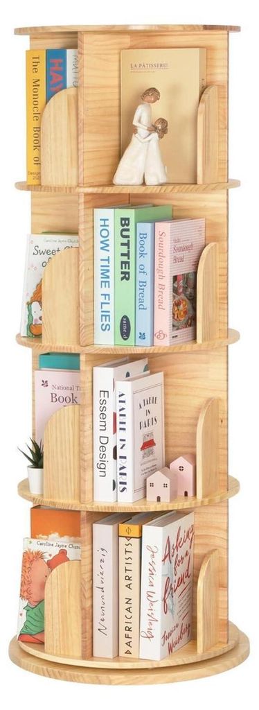 Drehbares Bücherregal Massivholz 4 Ebenen 129 cm Kiefer Produktbild 