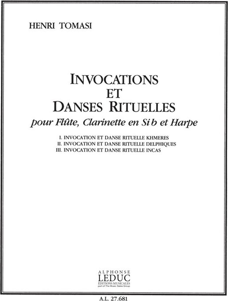 Invocations et danses rituelles for flute, clarinet and harp score and parts