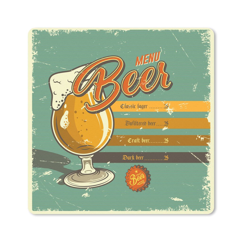 MuchoWow Mauspad Mousepad Mannshöhle - Bier - Bar - Vintage 30x30 cm - Mousepads - Maus Mat - Pad - Mausunterlage - Gaming