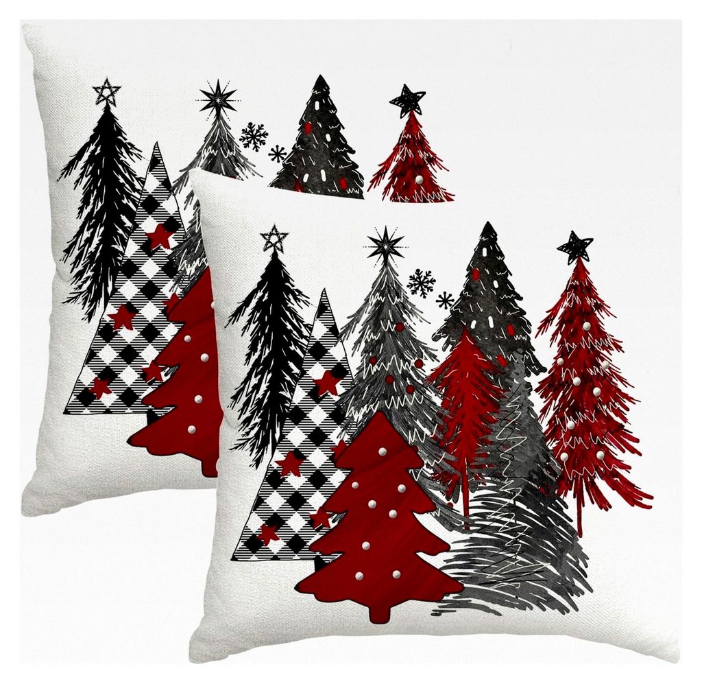 Weihnachtskissenbezüge 40x40 cm Set von 2 Dekorative Wurfkissen für Winter und Weihnachten