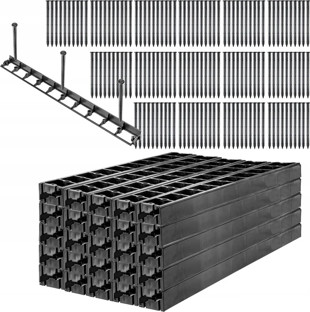 Bordure de pelouse anti-envahissement 50m noir avec 150 piquets d'ancrage