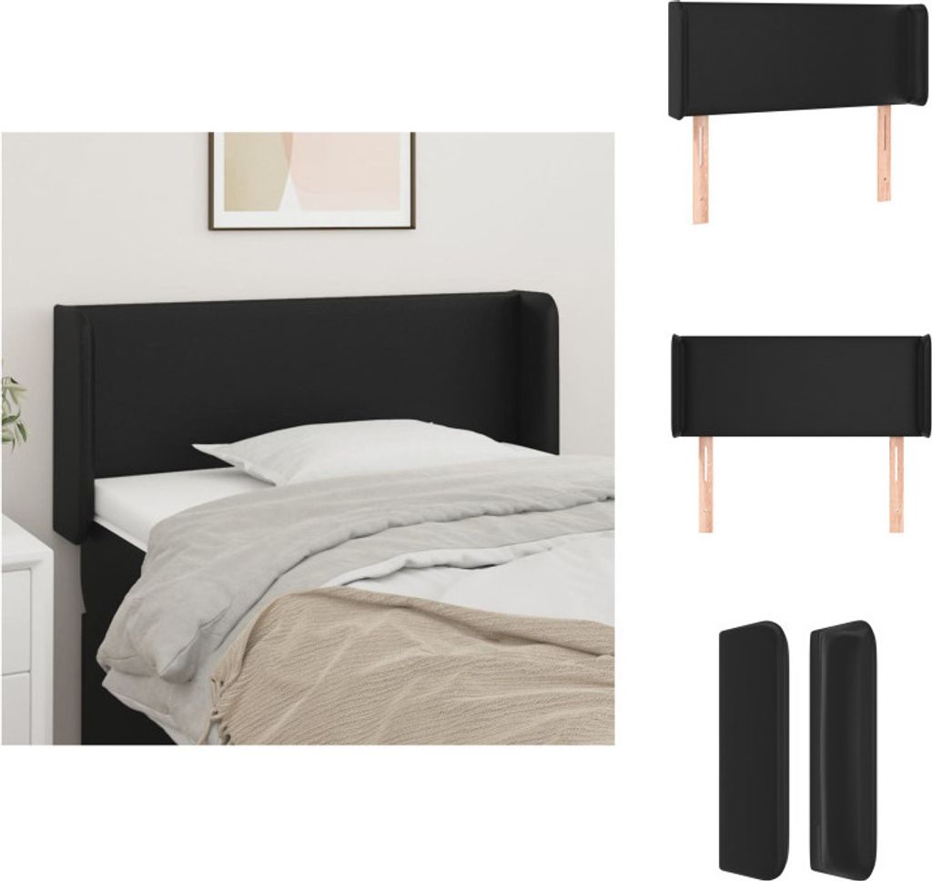 vidaXL Kopfteil mit Ohren Schwarz 93x16x78/88 cm Kunstleder - Kopf- & Fußenden