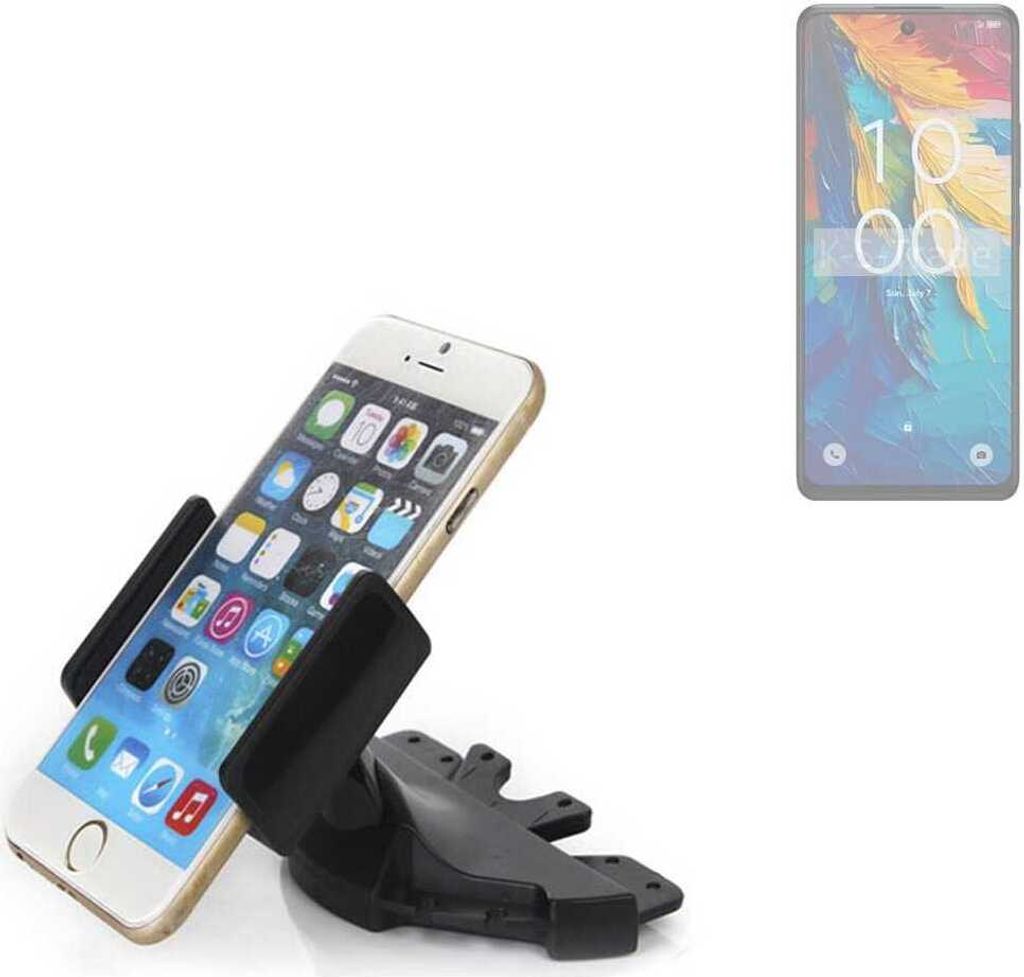 K-S-Trade CD Schlitz Halterung kompatibel mit TCL 50 NXTPAPER 5G Autohalterung KFZ-Halter Radio Handy Halterung 360° drehbar schwarz