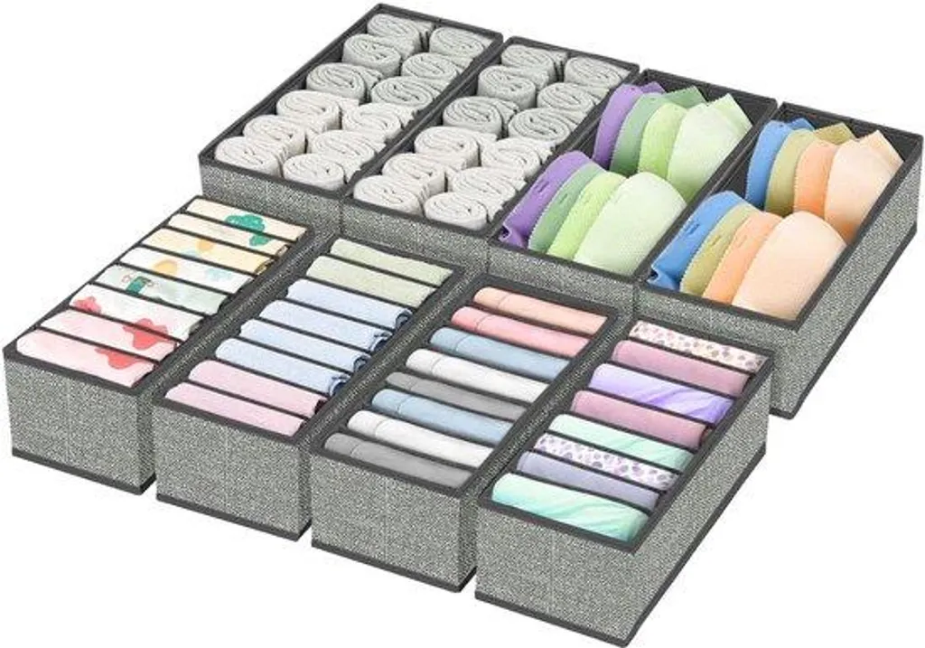 Système de rangement pliable 8 cases pour linge de maison et accessoires