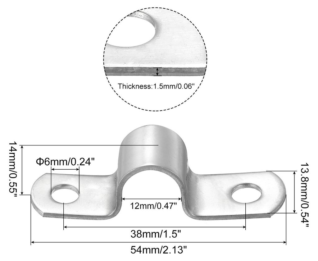 10 Stš¹ck U-Rohrschellen Set, Rohrschelle 12mm, Schlauchschellen, Edelstahl 2-Loch U-Form Kabelschellen, Starrer Rohr Riemen Klemme, Rohrhalterun...