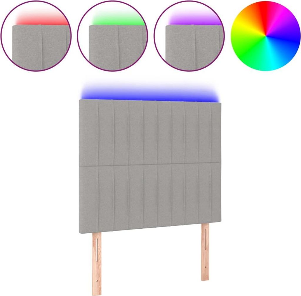 vidaXL LED Kopfteil Hellgrau 80x5x118/128 cm Stoff