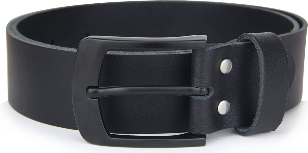 Ledergürtel 100% echtes Leder, GERMANY, schwarze Schnalle, 38 mm breit, Herren Gürtel, Größe 125