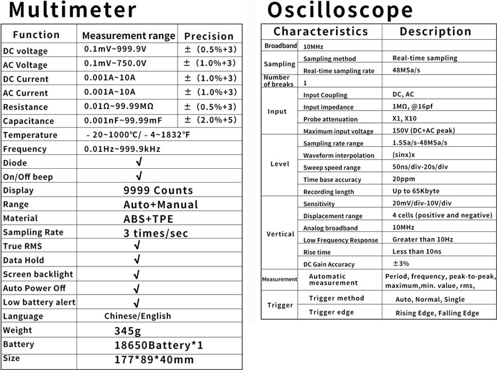 digitálny osciloskopický multimeter 2 v 1 - vzorkovacia Obrázok produktu 8