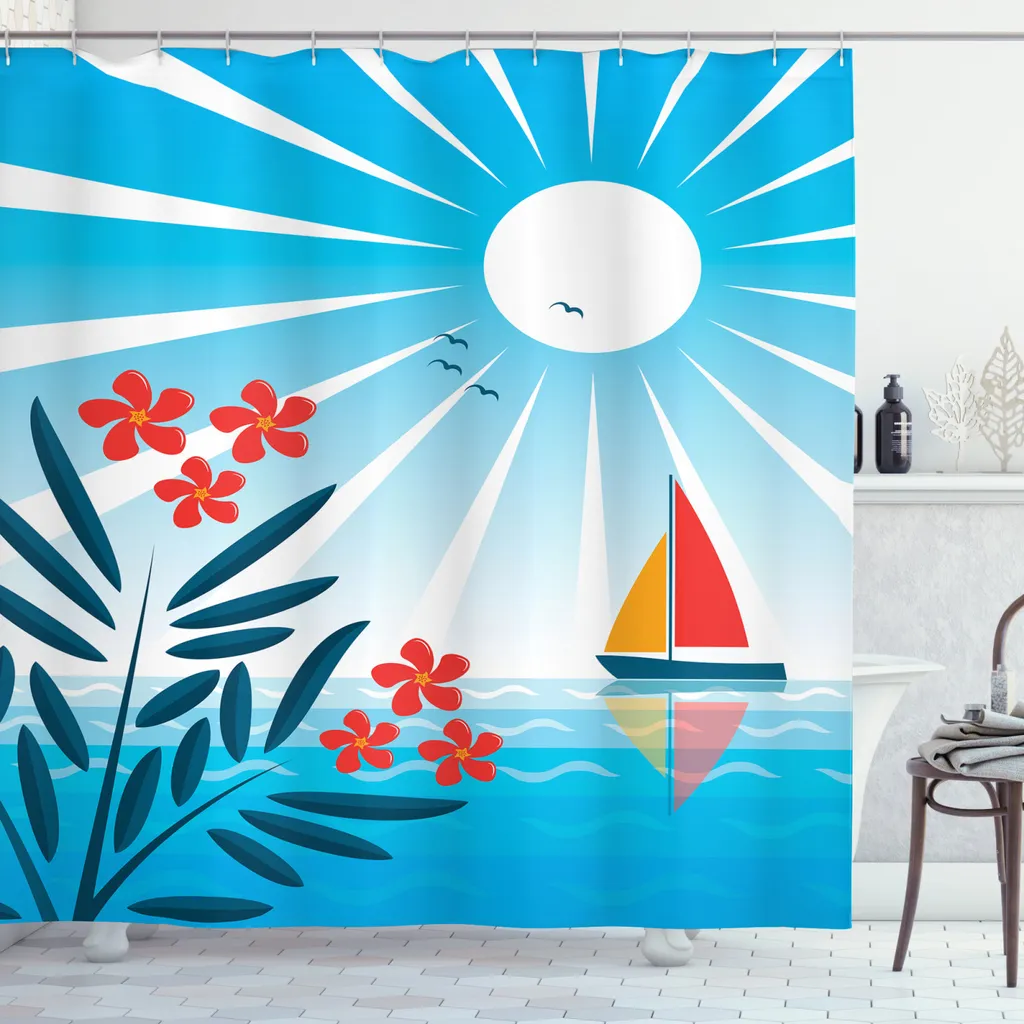 Tenda Doccia Antimuffa ABAKUHAUS Nautica 175x180 - Offerta con Ganci