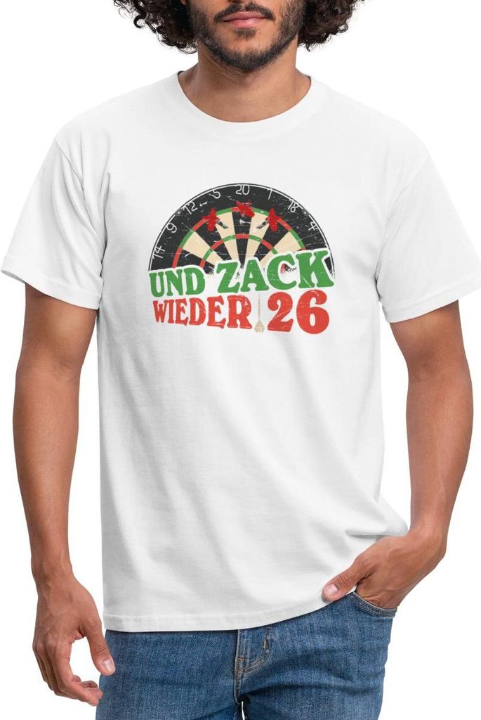 Spreadshirt Dart Dartscheibe Und Zack wieder 26 Männer T-Shirt, XXL, Weiß