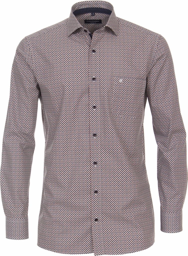 CASAMODA Herren Businesshemd Langarm Kent Comfort-Fit Rot Druck 54