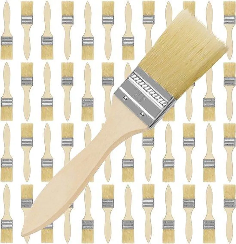 Lot 48 pinceaux bois anti-perte de poils pour peinture lisse et nette