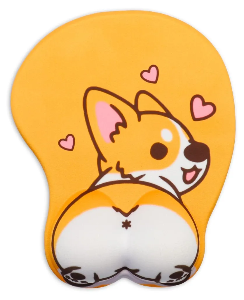 Tapis de souris avec appui poignet gel pour télétravail motif Corgi