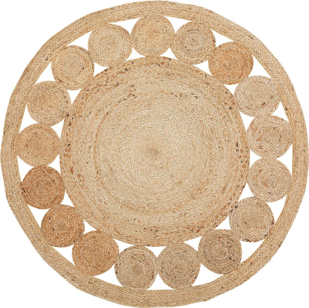 BELIANI Dywan beżowy jutowy okrągły ø 120 cm styl boho Zdjęcie produktu 