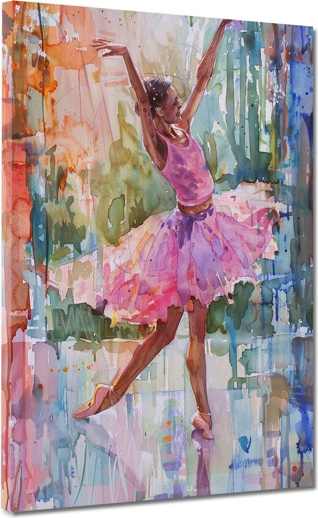 Abstrakt Ballerina Aquarellfarben Leinwandbild Wandbild Kunstdruck Wanddeko: 90x120x4cm
