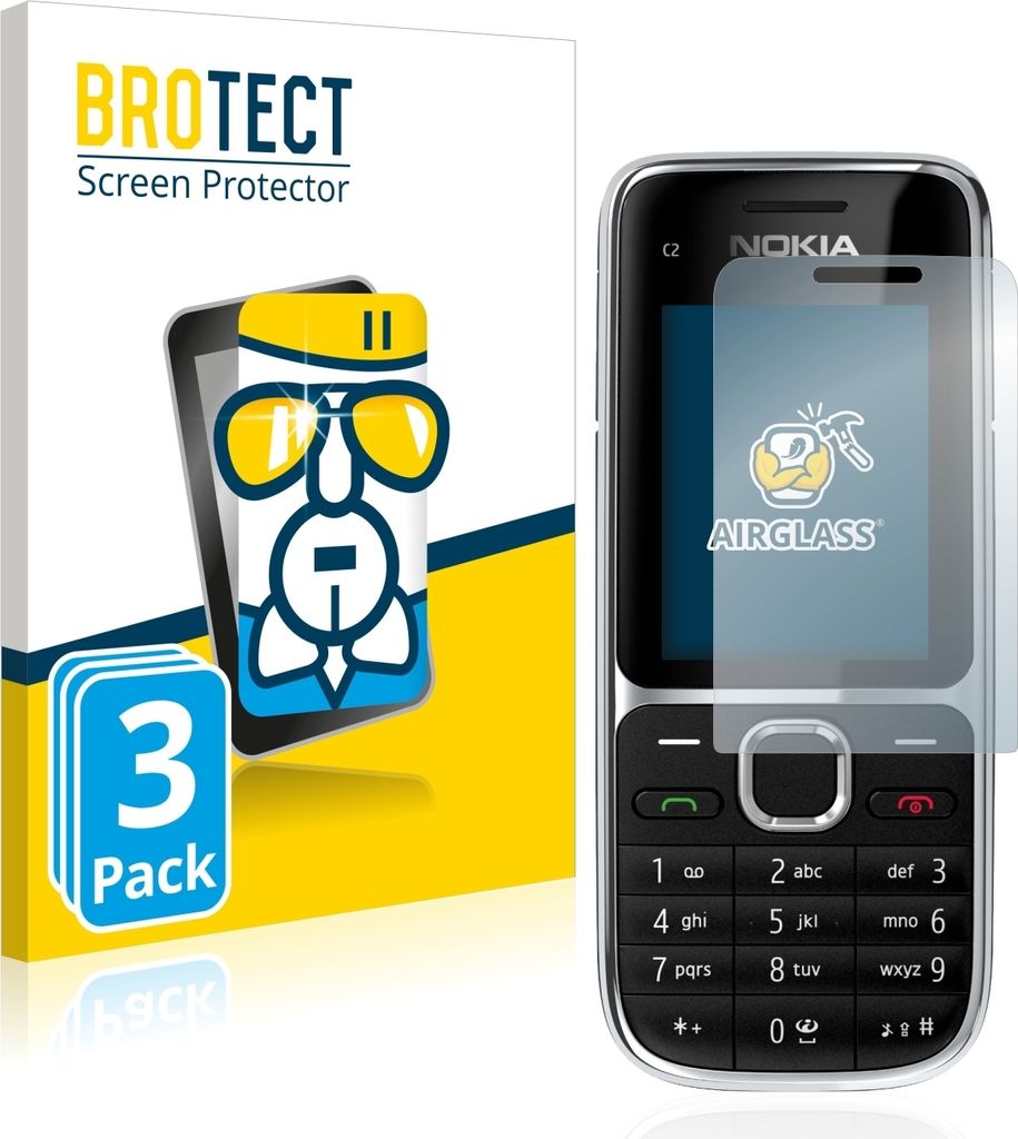 3x BROTECT Schutzglas für Nokia C2-01 Schutzfolie Panzer Folie Glas Display Schutz klar
