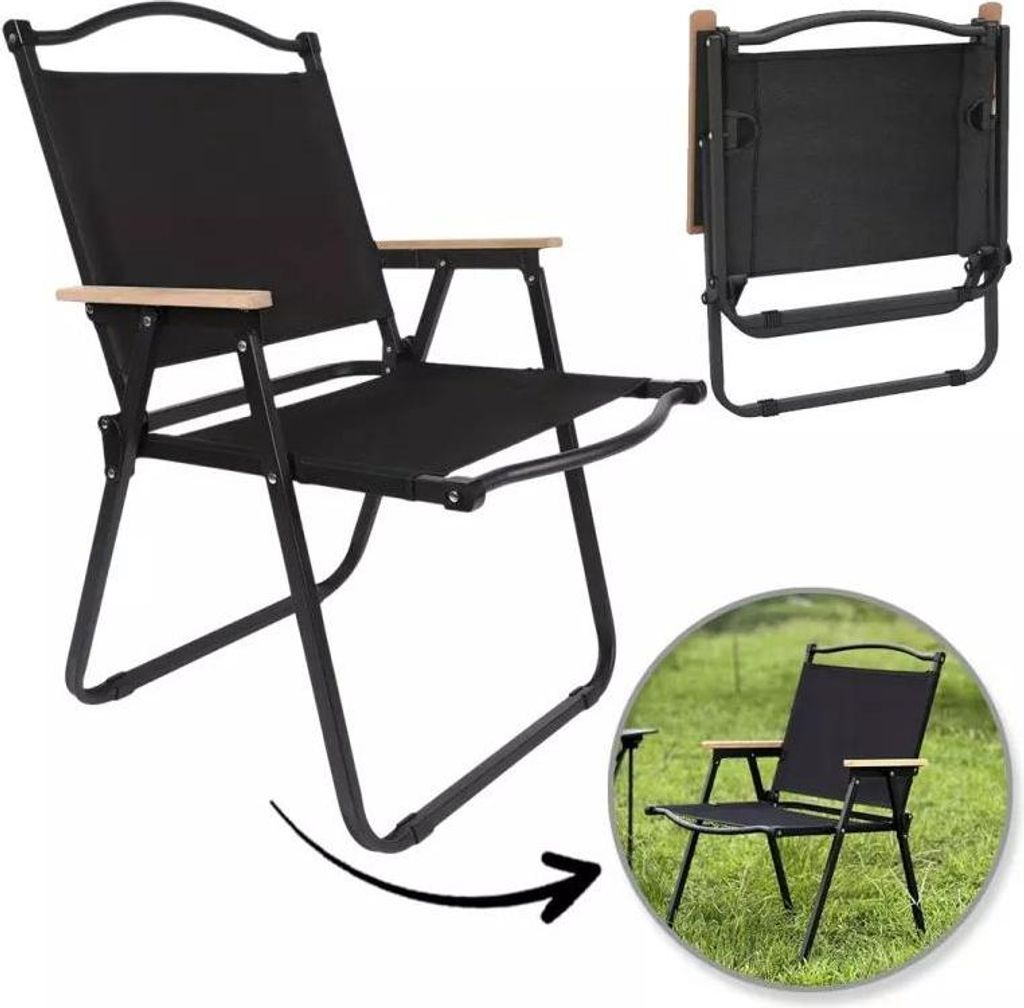 Klappbarer Gartenstuhl, Wanderstuhl, Campingstuhl, schwarz KRT09CZ