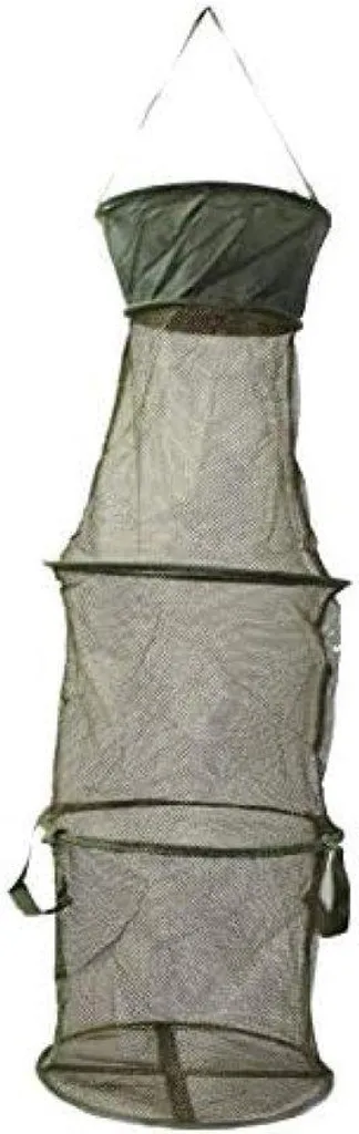 Filet de pêche à maille fine verte 34x98 cm avec manche ergonomique