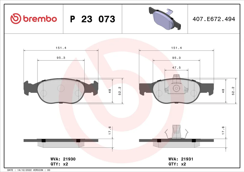 Plaquettes de frein Punto Brembo P 23 073 : fini les bruits et usure
