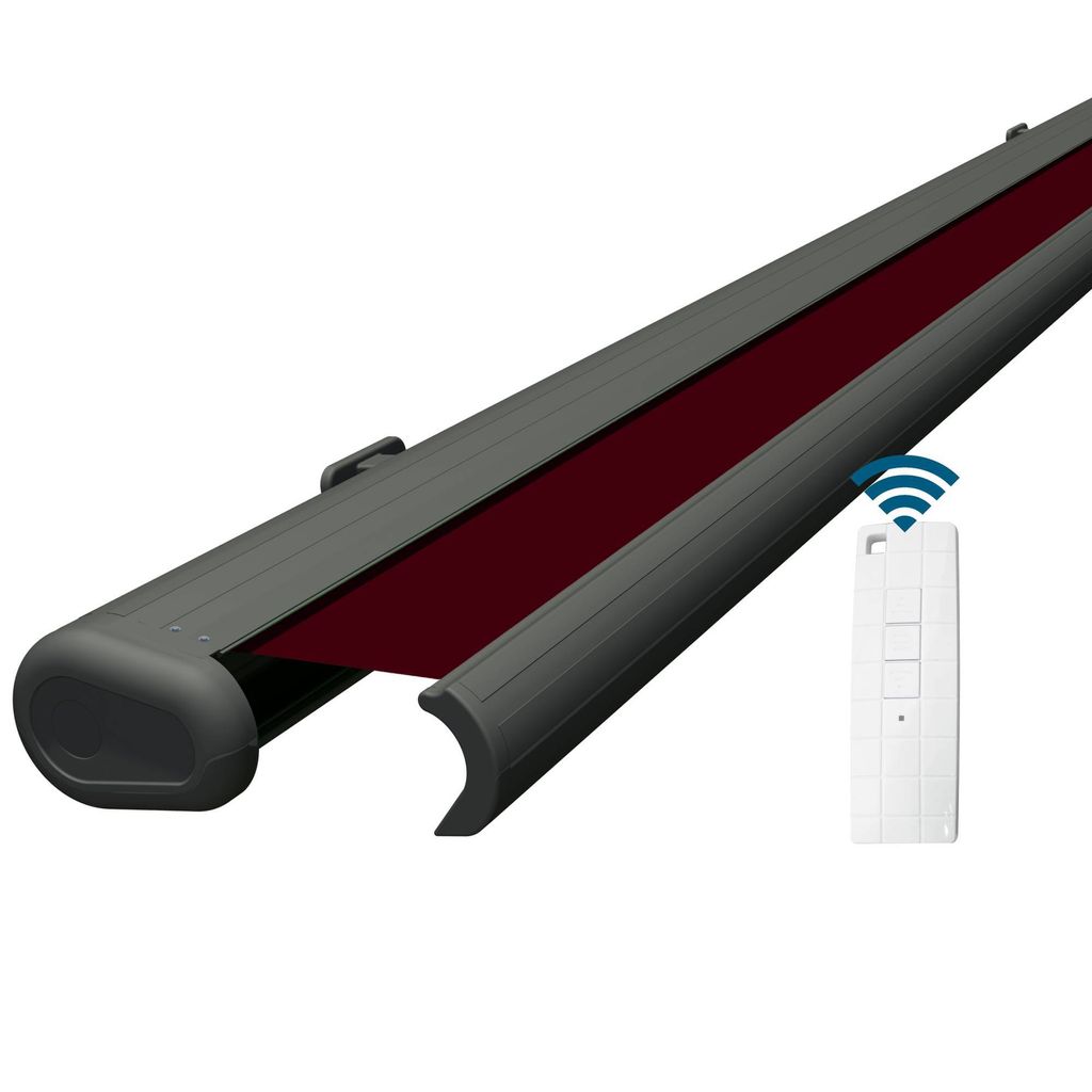 Eclipse Premium elektrische Vollkassettenmarkise Grau 4,5x3 m Tuch: Beere