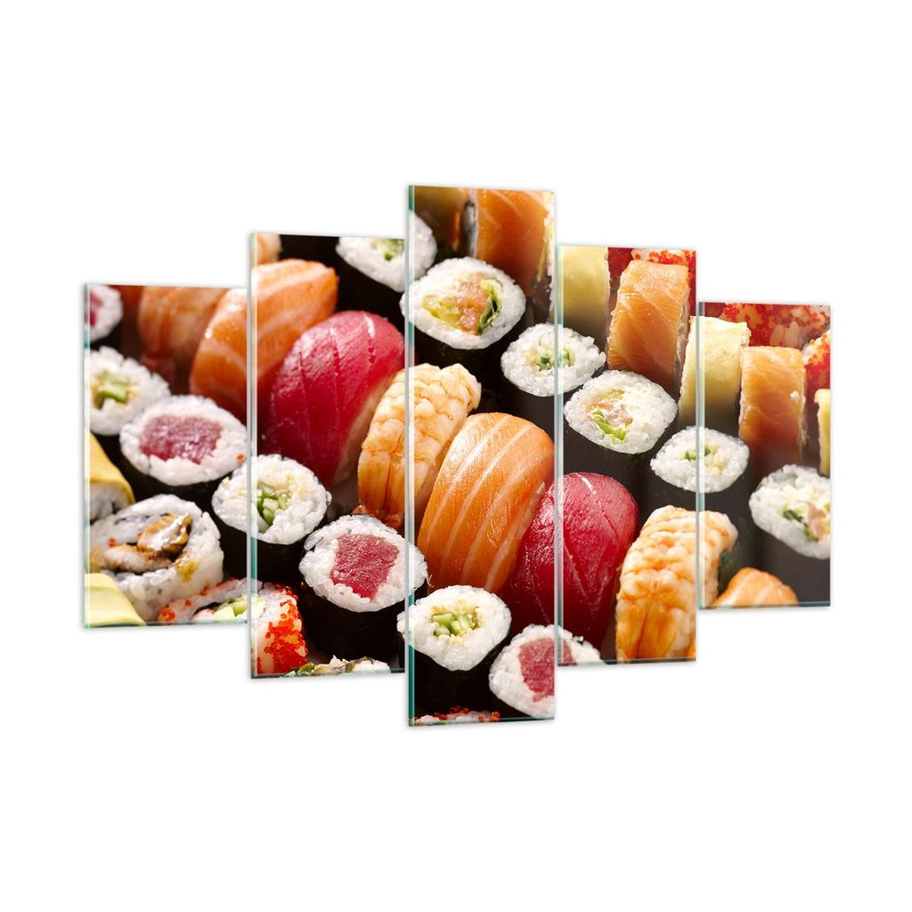 Bilder auf glas - Japan Asien Sushi Fisch - 150x100cm - Glasbilder - Wandbilder - Kunstdruck - zum Aufhängen bereit - Wanddekoration aus Glas - Gl...
