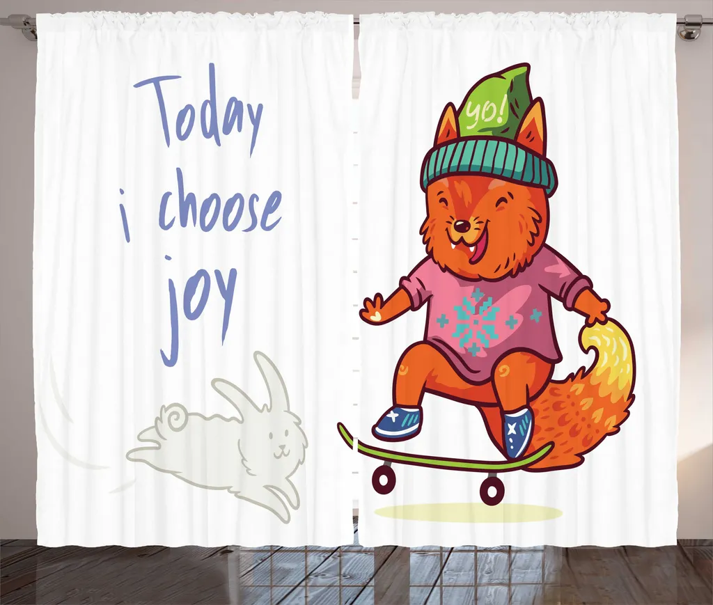 Rideau Chambre Enfant Thème Skateboard 280x225 cm pour Grande Fenêtre