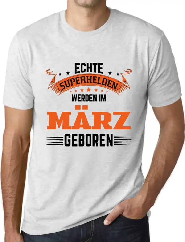 Herren Grafik T-Shirt Echte Superhelden Werden Im Geboren Öko-Verantwortlich Vintage Jahrgang Kurzarm Lustige Druck Geburtstag Geschenk Mann