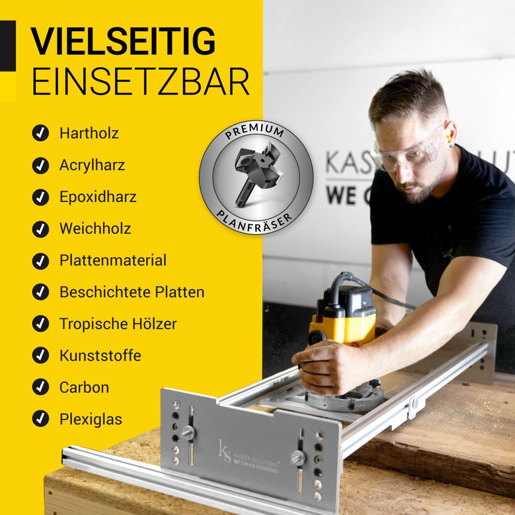 Kasper Solutions® Planfräsvorrichtung XXL für Oberfräse - 100% Aluminium