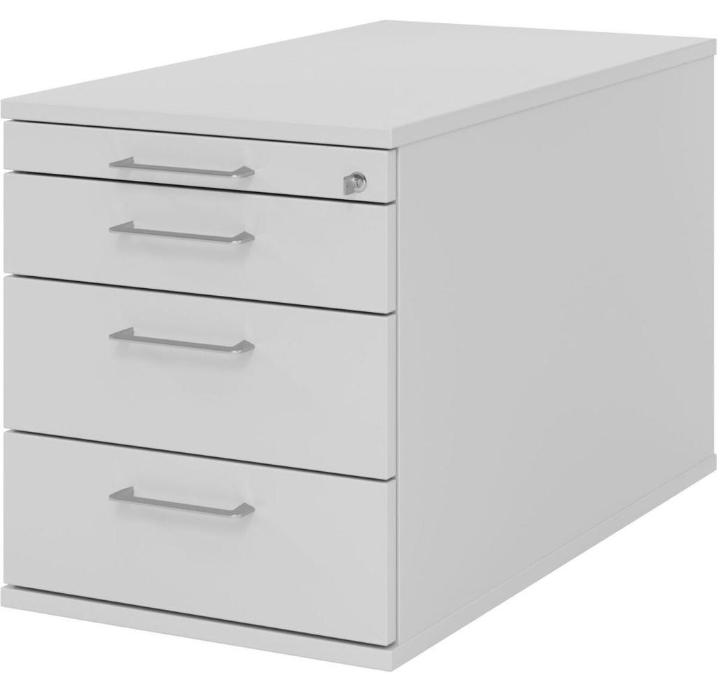 Rollcontainer 80cm 3 Schub Schloss Bügelgriff Grau