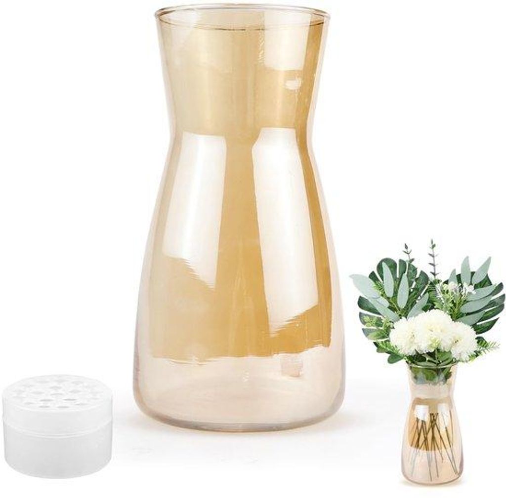 Gläserne Blumenkrug für Tischdekoration, Heldere gläserne Vase für Blumen, Pampasgras und Blüten, Dekoration für Schlafzimmer, Wohnzimmer un...